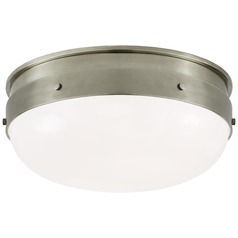 Thomas OBrien Hicks Small Flush Mount in Nickel by Visual Comfort Signature