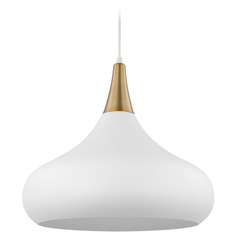 Phoenix Large Pendant in White & Burnished Brass by Nuvo Lighting