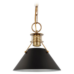 Outpost Small Pendant in Burnished Brass & Black by Nuvo Lighting