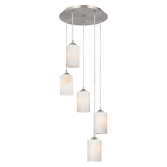 Modern Multi-Light Pendant Light with White Glass and 5-Lights