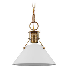 Outpost Small Pendant in Burnished Brass & White by Nuvo Lighting