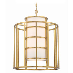 Crystorama Lighting Hulton Luxe Gold Pendant Light with Cylindrical Shade