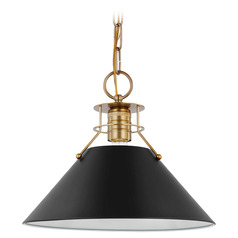 Outpost Medium Pendant in Burnished Brass & Black by Nuvo Lighting