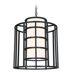 Crystorama Lighting Hulton Matte Black Pendant Light with Cylindrical Shade