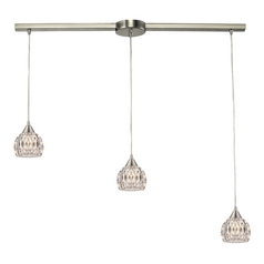 Crystal Multi-Light Pendant Light with Clear Glass and 3-Lights