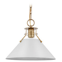 Outpost Medium Pendant in Burnished Brass & White by Nuvo Lighting