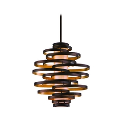 Modern Pendant in Bronze & Gold Leaf by Corbett Lighting
