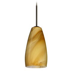 Besa Lighting Chrissy Bronze Mini-Pendant Light with Oblong Shade