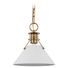 Outpost Large Pendant in Burnished Brass & White by Nuvo Lighting