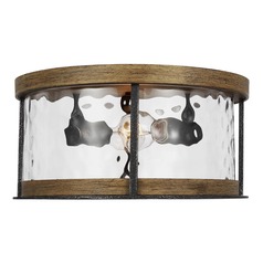 Angelo 14-Inch Oak & Slate Grey Metal Flush Mount Ceiling Light by Visual Comfort Studio