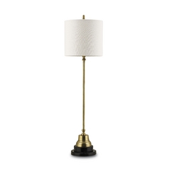 Table Lamp with Beige / Cream Shade in Vintage Brass/Black Finish
