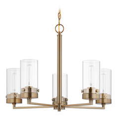 Intersection 5-Light Chandelier in Burnished Brass by Nuvo Lighting