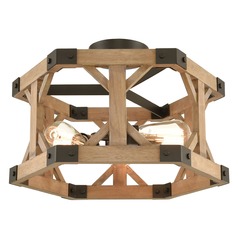 Elk Lighting Structure Oil Rubbed Bronze, Natural Wood Semi-Flushmount Light