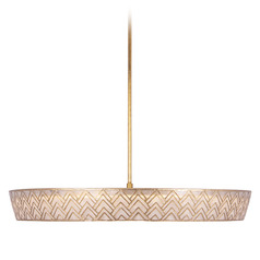 Kalco Lighting Geo Oxidized Gold Leaf LED Pendant Light with Drum Shade