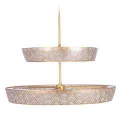 Kalco Lighting Geo Oxidized Gold Leaf LED Pendant Light with Drum Shade