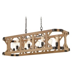 Elk Lighting Structure Oil Rubbed Bronze, Natural Wood Island Light