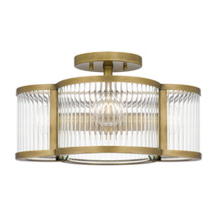 Aster 15-Inch Semi-Flush Mount in Weathered Brass by Quoizel Lighting