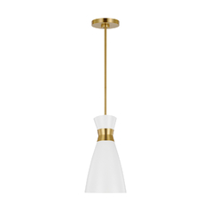 ED Ellen-DeGeneres Heath Burnished Brass & Matte White Pendant by Visual Comfort Studio