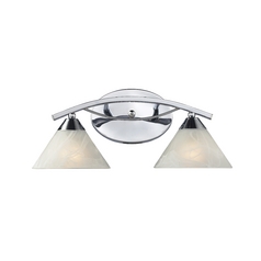 Modern Bathroom Light with White Glass in Polished Chrome Finish