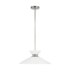 ED Ellen-DeGeneres Heath 18.50-Inch Polished Nickel & Matte White Pendant by Visual Comfort Studio