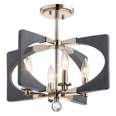 Alscar 4-Light Polished Nickel and Grey Semi-Flush Mount by Kichler Lighting