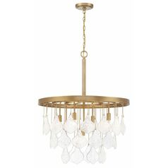 Vesi 26-Inch Crystal Pendant in Satin Brass by Craftmade Lighting
