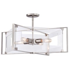 Crystal Clear Semi-Flush Mount in Polished Nickel by George Kovacs