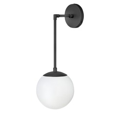 Warby 21.75-Inch Adjustable Sconce in Black with Cased Opal Glass by Hinkley Lighting