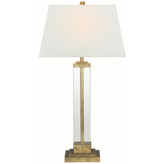 Visual Comfort Signature Collection Wright Gilded Iron Table Lamp with Rectangle Shade