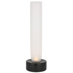 Visual Comfort Modern Collection Volver Black Marble LED Table Lamp with Cylindrical Shade