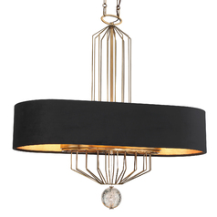 Grandeur 8-Light Velvet Linear Light in Antique Brass by Metropolitan