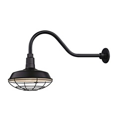 Recesso Black Gooseneck Barn Light with Caged Shade