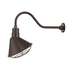 Bronze Gooseneck Barn Light with 12-Inch Caged Scoop Shade