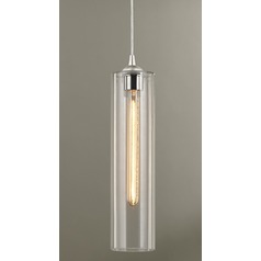 Industrial Mini-Pendant Clear Glass Satin Nickel