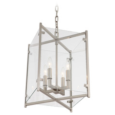 Crystorama Lighting Danbury Brushed Nickel Pendant Light with Square Shade