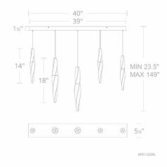 Schonbek Beyond Kindjal Polished Nickel LED Multi-Light Pendant