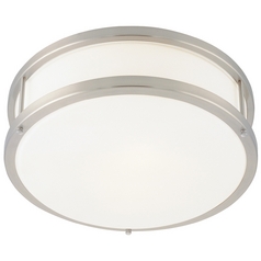 Modern Flush Mount with White Glass in Brushed Steel by Access Lighting
