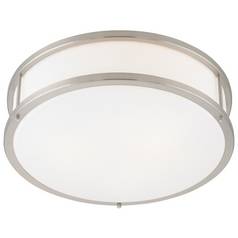 Modern Flush Mount with White Glass in Brushed Steel by Access Lighting