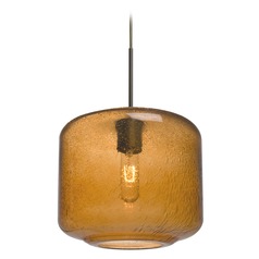 Amber Seeded Glass Pendant Light Bronze Niles by Besa Lighting