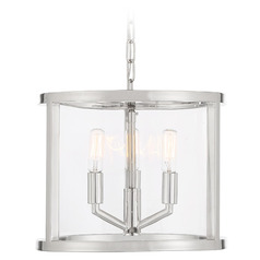 Crystorama Lighting Devon Polished Nickel Pendant Light with Drum Shade