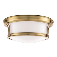 Newport Flush Mount in Aged Brass by Hudson Valley Lighting