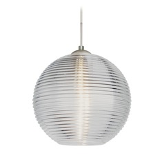 Besa Lighting Kristall Satin Nickel Pendant Light with Globe Shade
