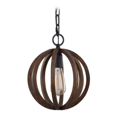 Allier 10-Inch Pendant in Weather Oak & Iron by Visual Comfort Studio