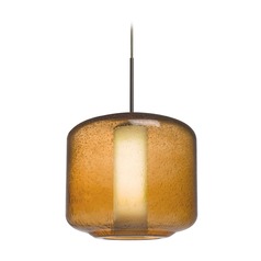 Amber Seeded Glass Pendant Light Bronze Niles by Besa Lighting