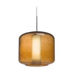 Amber Seeded Glass Pendant Light Satin Nickel Niles by Besa Lighting