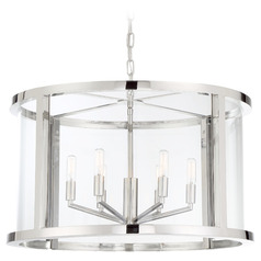 Crystorama Lighting Devon Polished Nickel Pendant Light with Drum Shade