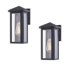 Design Classics Tolman Powder Coated Black Outdoor Wall Light (2-Pack)