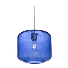 Blue Seeded Glass Pendant Light Satin Nickel Niles by Besa Lighting