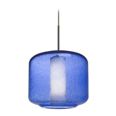Blue Seeded Glass Pendant Light Bronze Niles by Besa Lighting
