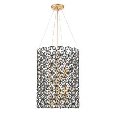 Brookcrest 8-Light Pendant in Sand Coal & Gold Leaf by Metropolitan